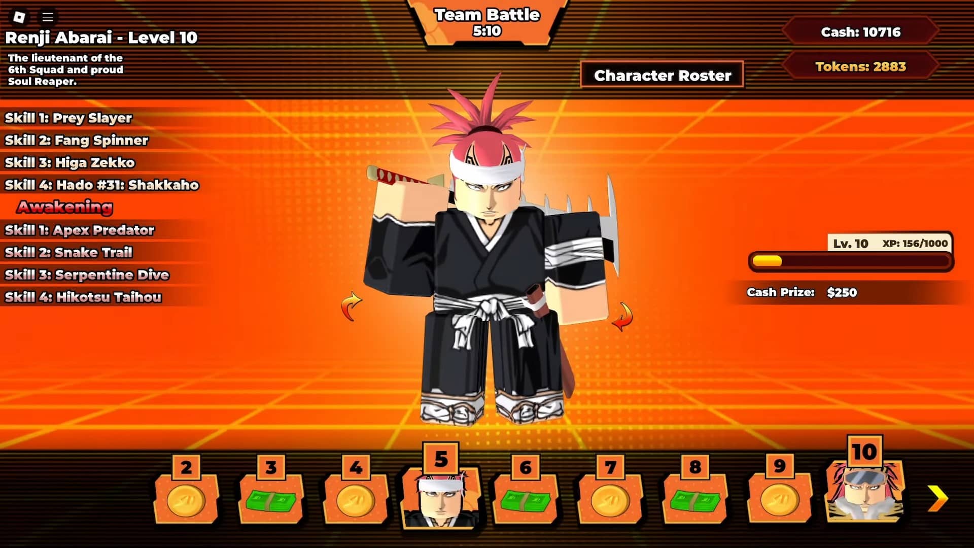 Character paths menu in Shonen Unleashed Roblox experience