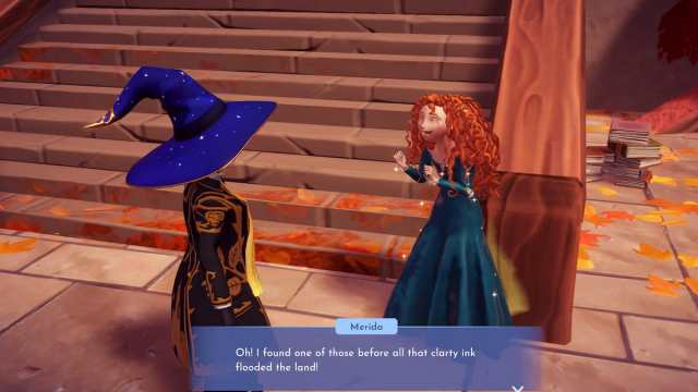 Disney Dreamlight Valley talking to Merida during Wolf of the Wilds