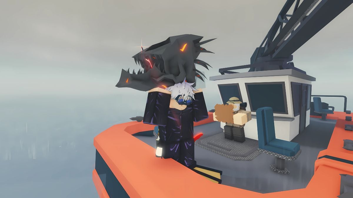 Player holding a Shiny Ancient Serpent Skull bone fossil fished out during the Archeological Hunt event in Fisch Roblox experience