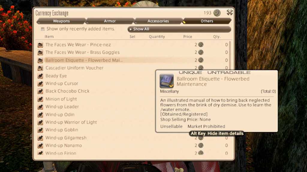 Cómo conseguir el gesto Mantenimiento del macizo de flores en Final Fantasy XIV