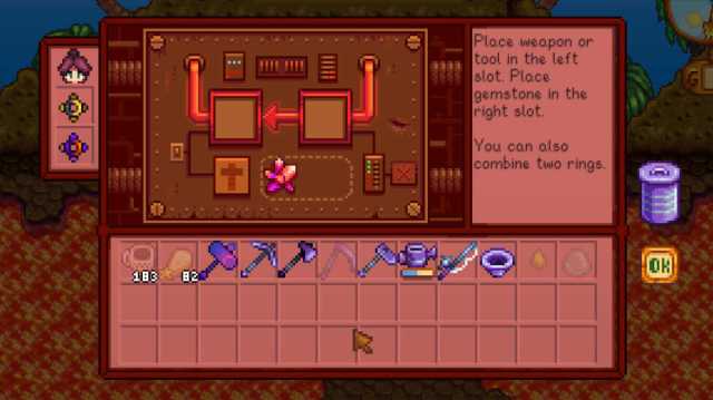 Forge interface in Stardew Valley