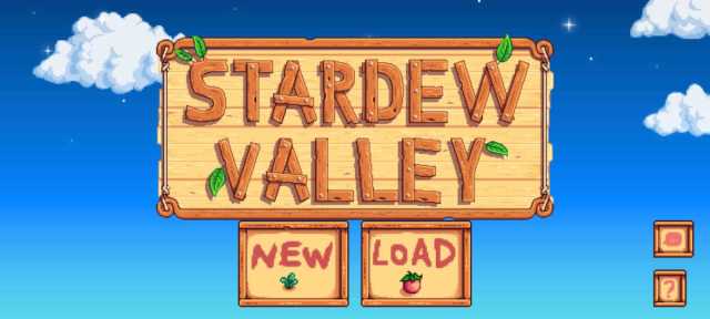 Main menu of Stardew Valley on a mobile device