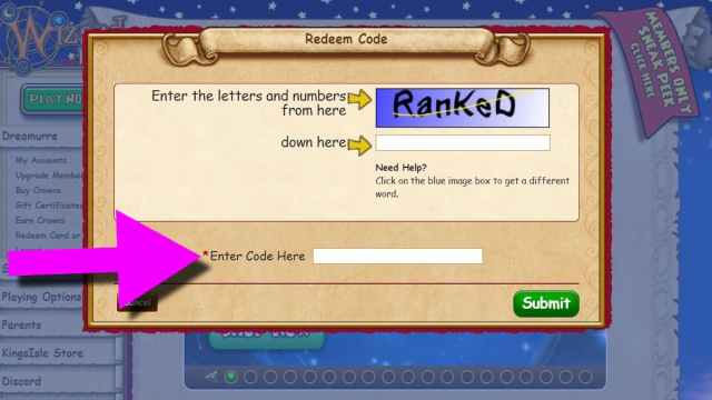 How to redeem Wizard101 codes step 3