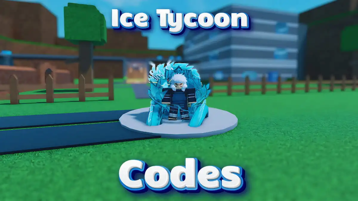 A player posing in front of their buildings in Ice Tycoon on Roblox