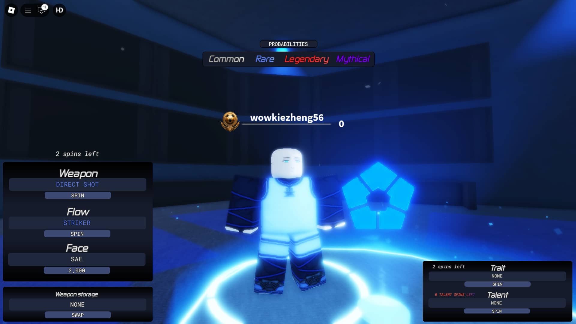 Reroll menu in the Meta Lock Roblox experience