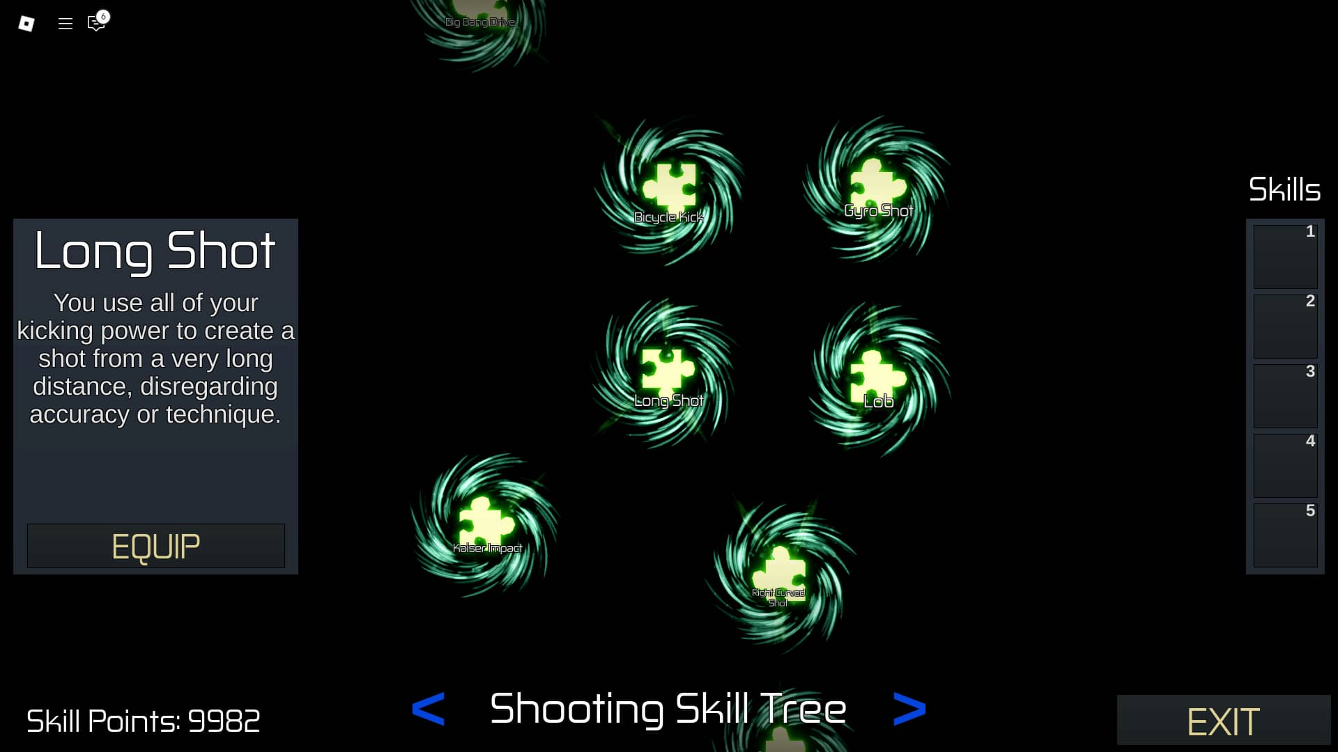 Skill tree in the Neo League Soccer Roblox experience