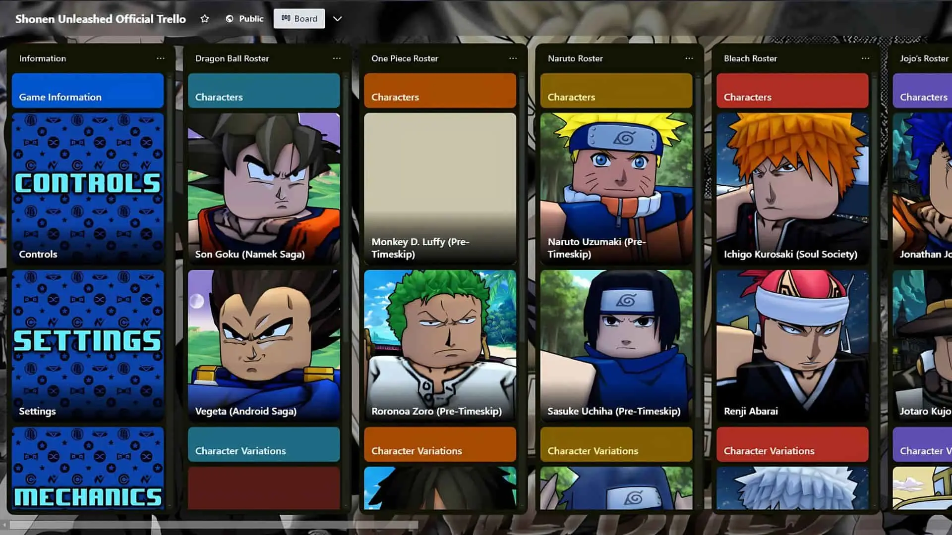 Enlace oficial de Trello de Shonen Unleashed