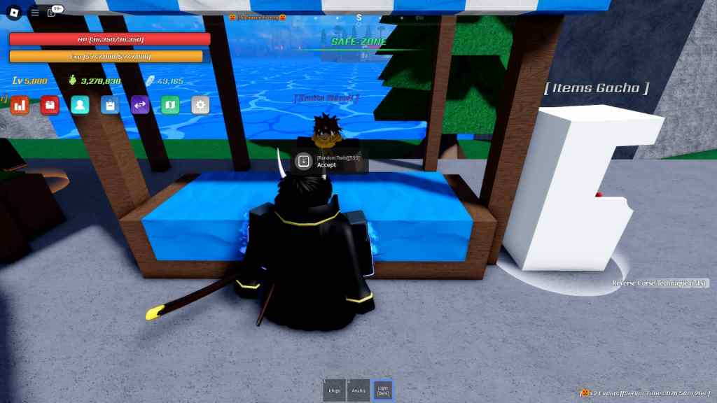 Person rerolling traits at the Reroll Traits NPC in Verse Piece Roblox experience