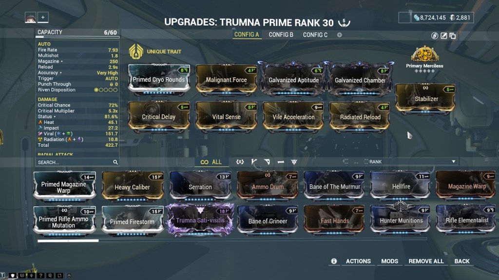 Лучшая сборка Трумна Прайм в Warframe