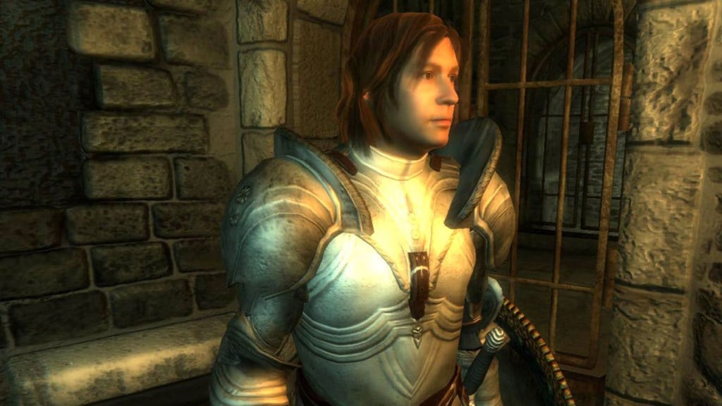 A character in a jail cell in The Elder Scrolls 4: Oblivion