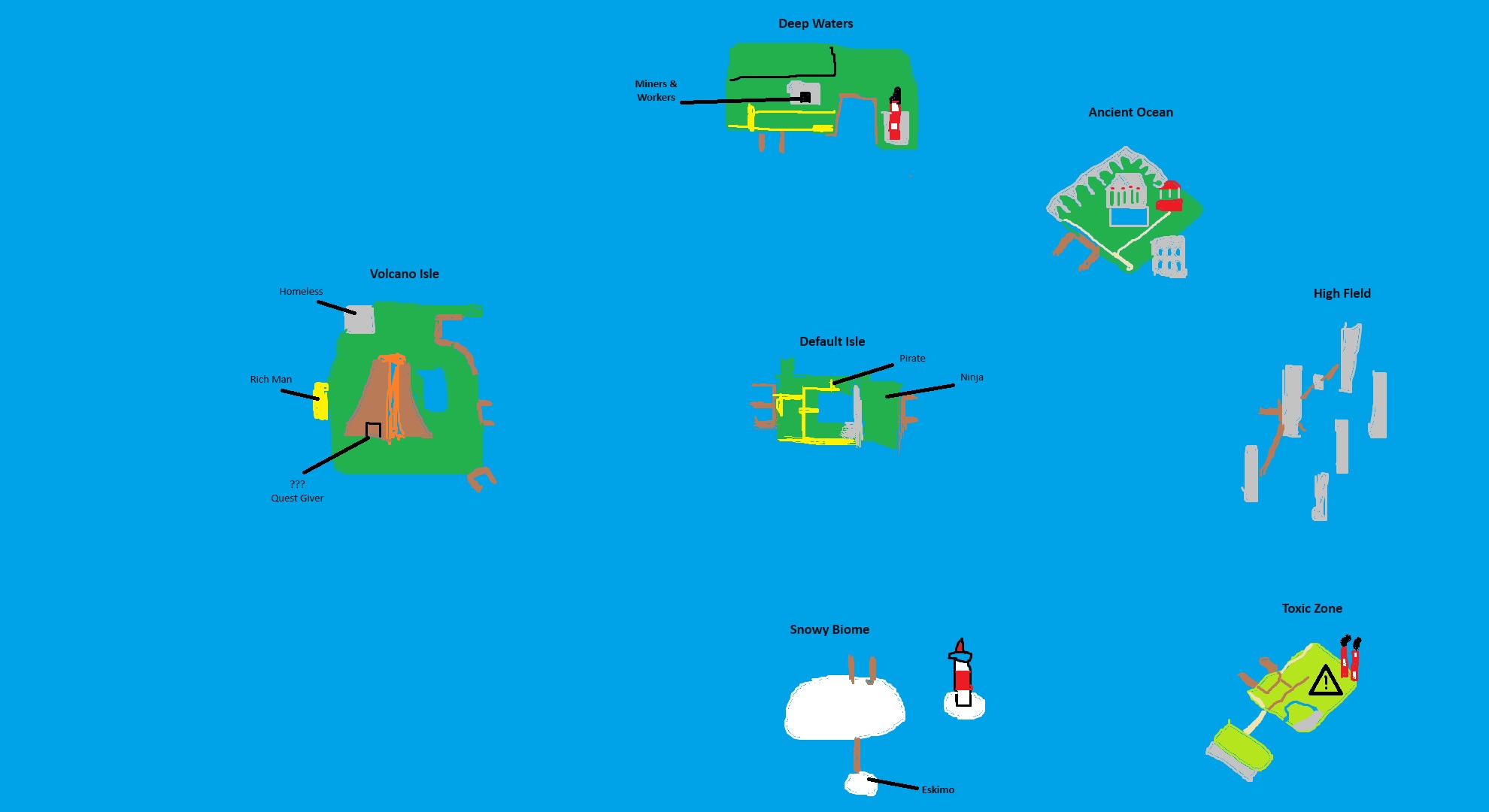 A rough map of GO FISHING Roblox