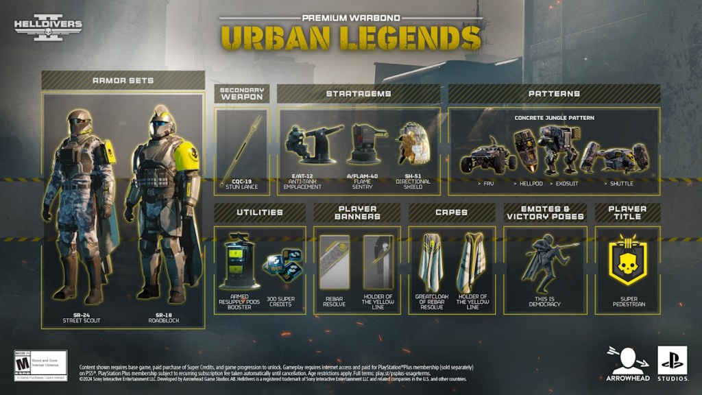 Helldivers 2: Everything in the Urban Legends Warbond and their cost