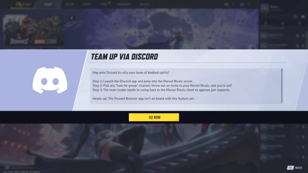 Adding Friends through Discord in Marvel Rivals