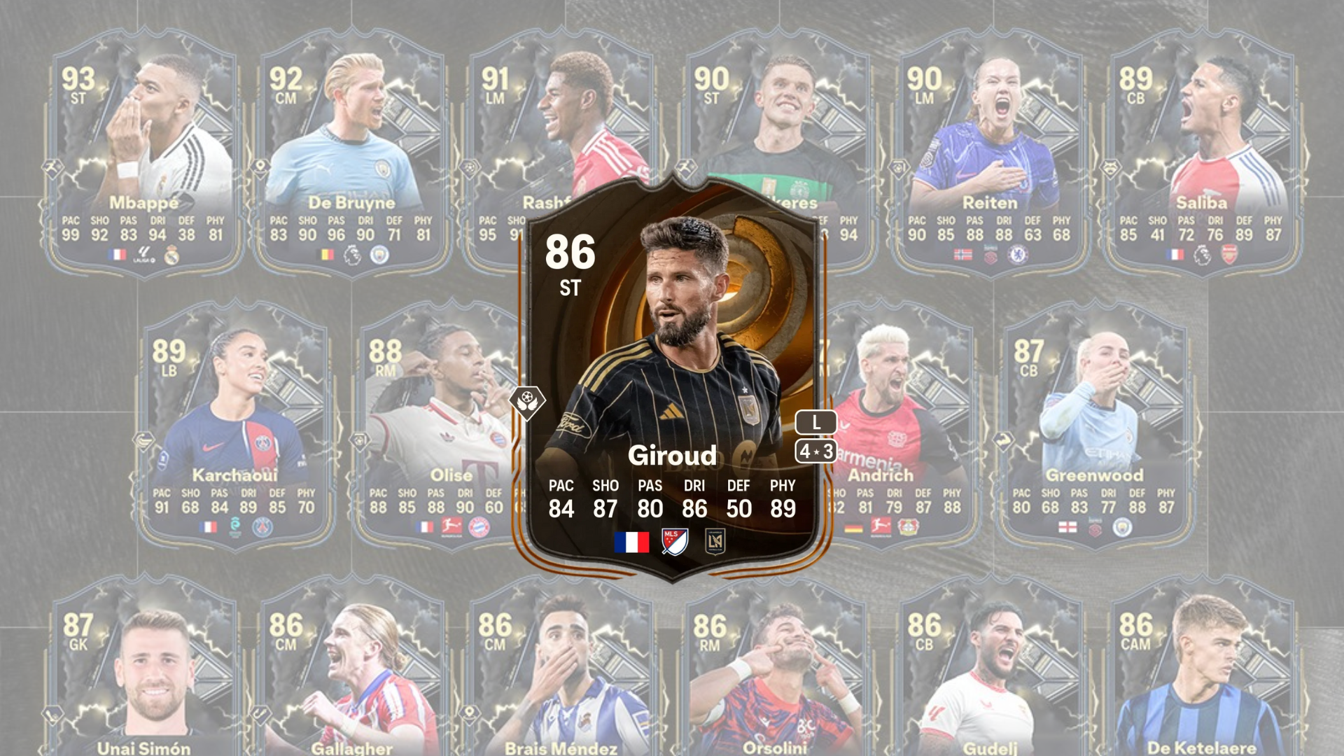 An image of Olivier Giroud Ultimate Succession SBC solutions in EA FC 25