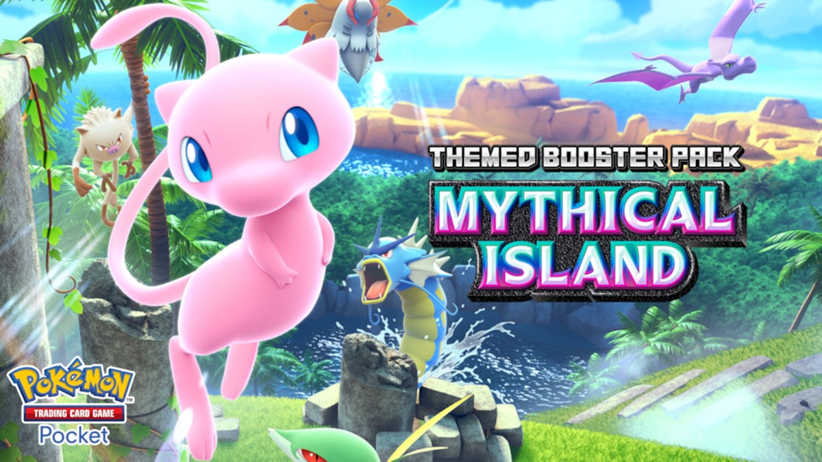 Mew, the star of the upcoming Pokémon TCG Pocket Mythical-Island Set.