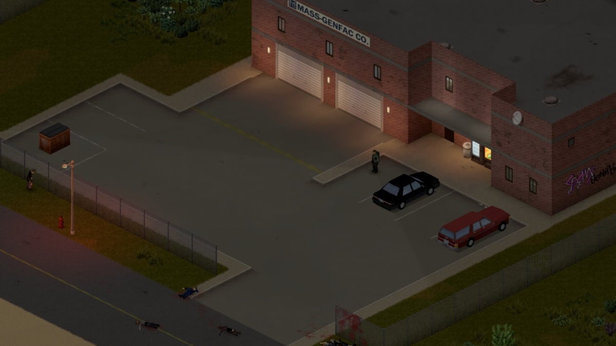 An image showing off one of the new Mass-Genfac HQs in Project Zomboid B42.