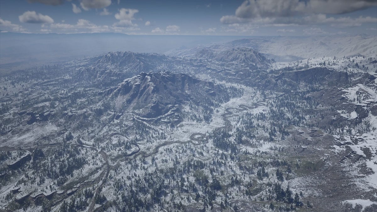 Snowy landscape in Red Dead Redemption 2