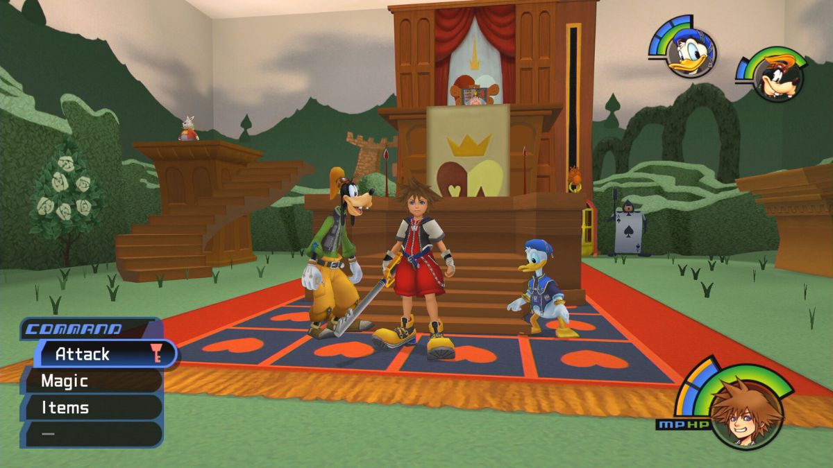 Sora, Donald and Goofy in Wonderland (In Kingdom Hearts 1)