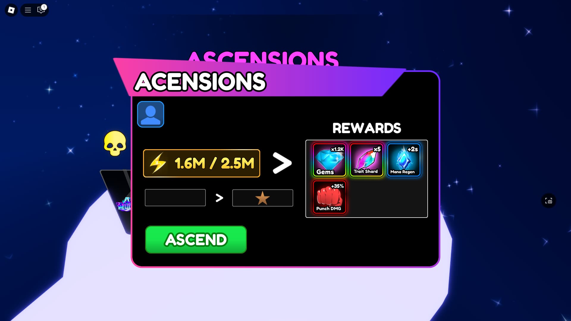 Ascension 1 requirements in Anime Multiverse