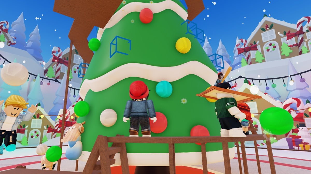 Characters decorating a tree