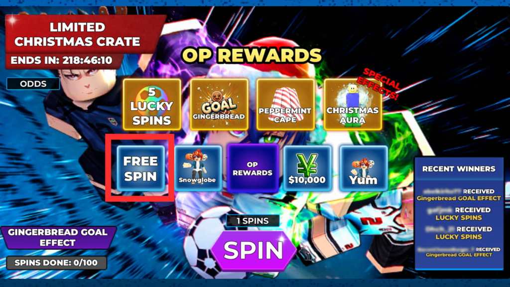 Blue Lock Rivals Christmas event free spin reward