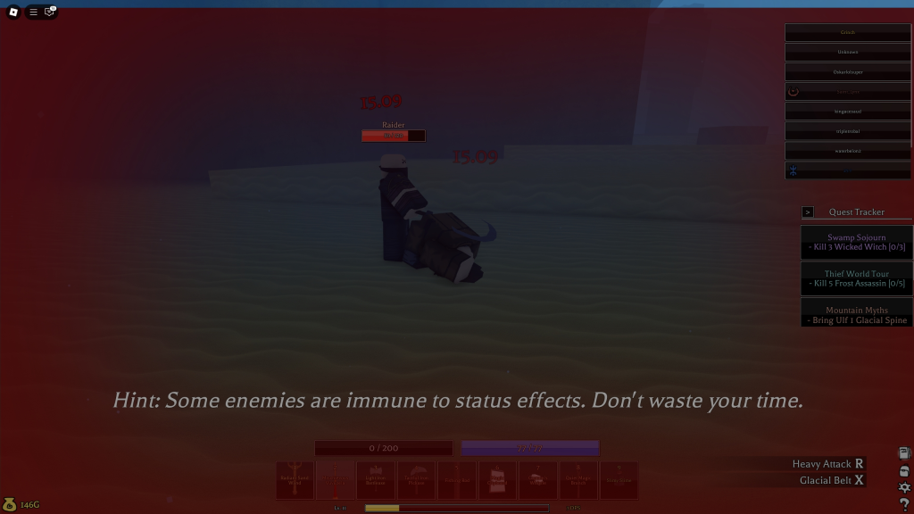 A Roblox character is killed by an enemy in Pilgrammed: The Raindrops