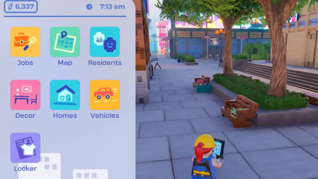 LEGO Fortnite Brick Life vehicle button in phone menu