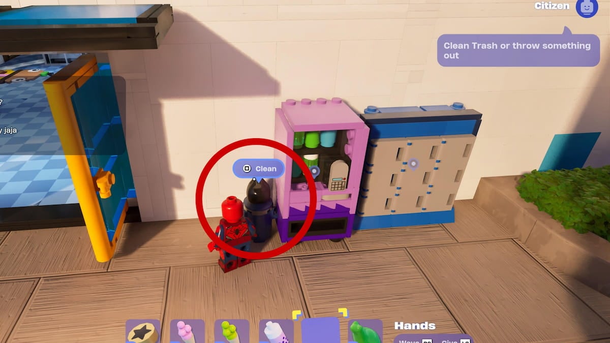 How to clean trash in LEGO Fortnite Brick Life