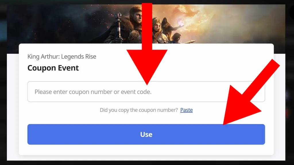 How to redeem King Arthur Legends Rise codes step 3
