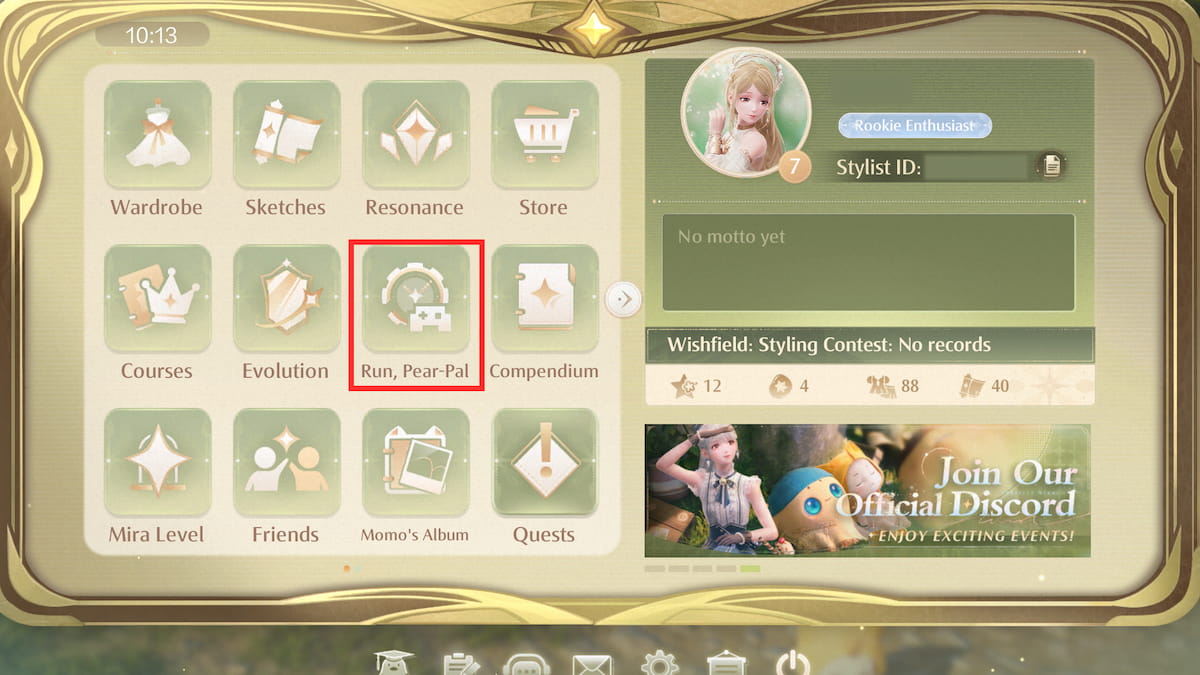 Infinity Nikki Run Pear Pal  in player menu