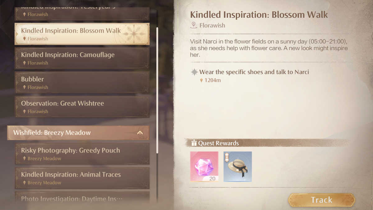 Kindled Inspiration quest in Infinity Nikki