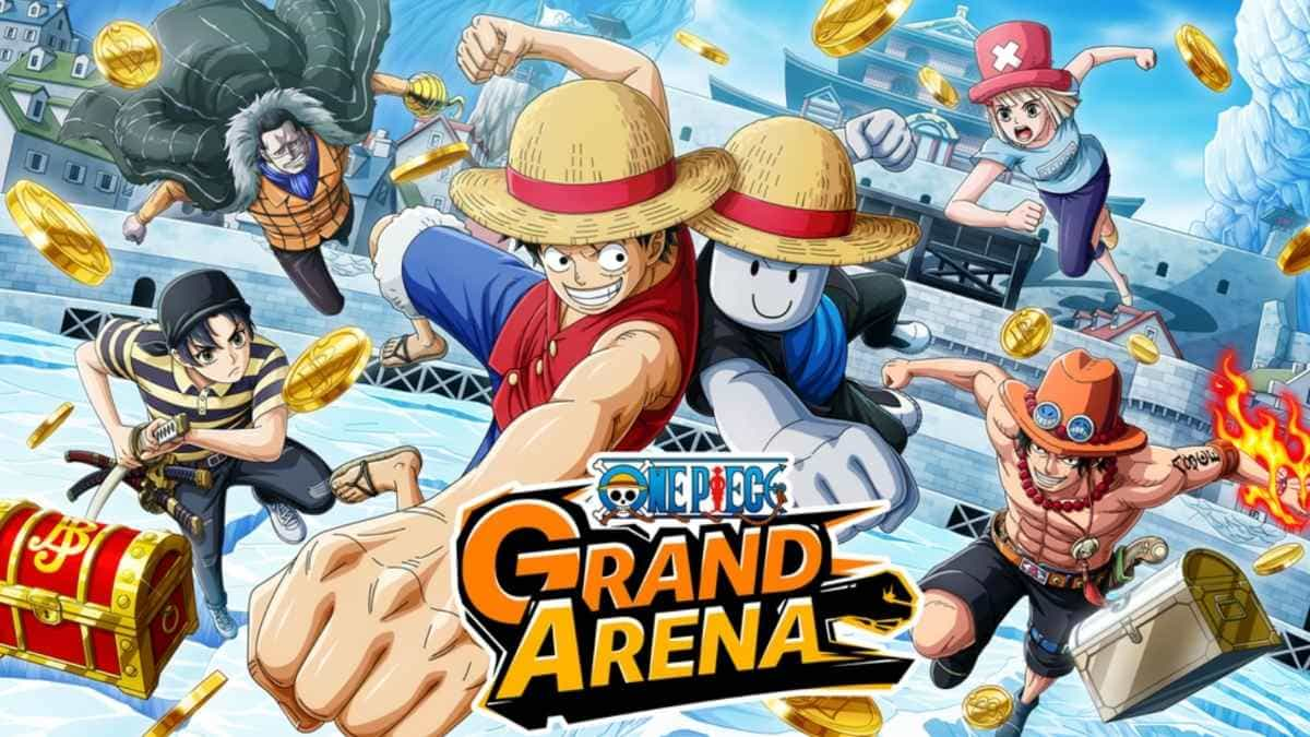 Roblox character and Luffy in the title card of One Piece Grand Arena