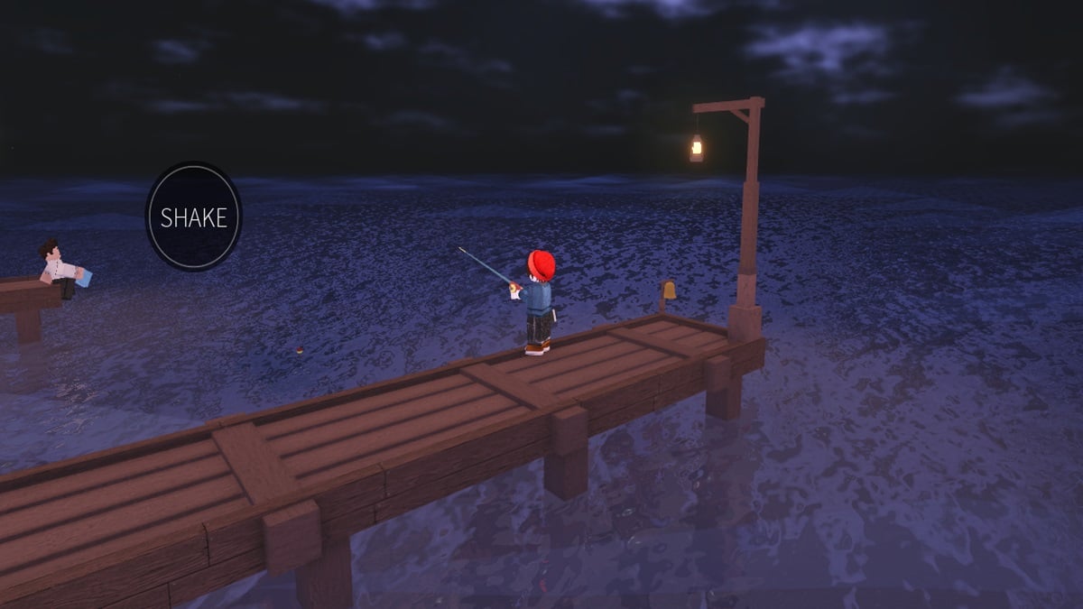 Fishing at night on a pier