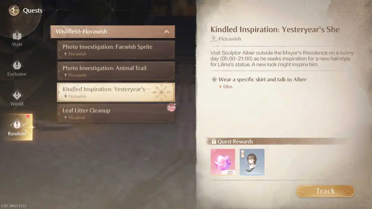 Side Quests can reward sketches in Infinity Nikki