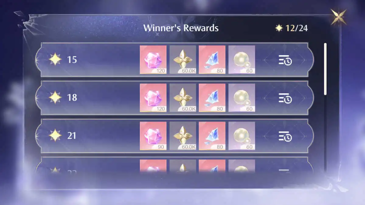 Rewards for the Mira Crown Styling Contests in Infinity Nikki