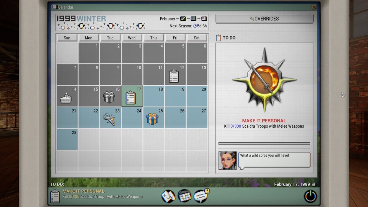 Warframe: 1999 calendar