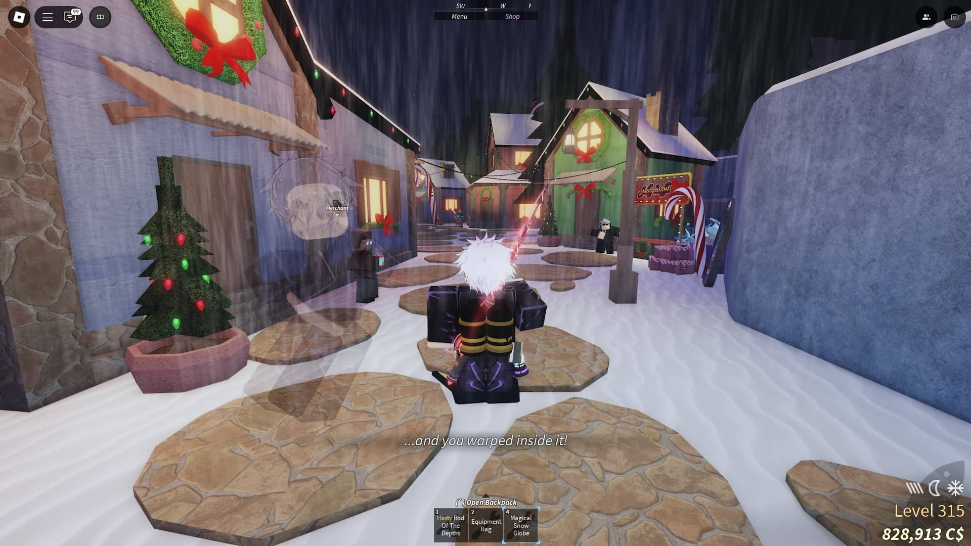 Winter Village area in Fisch Roblox