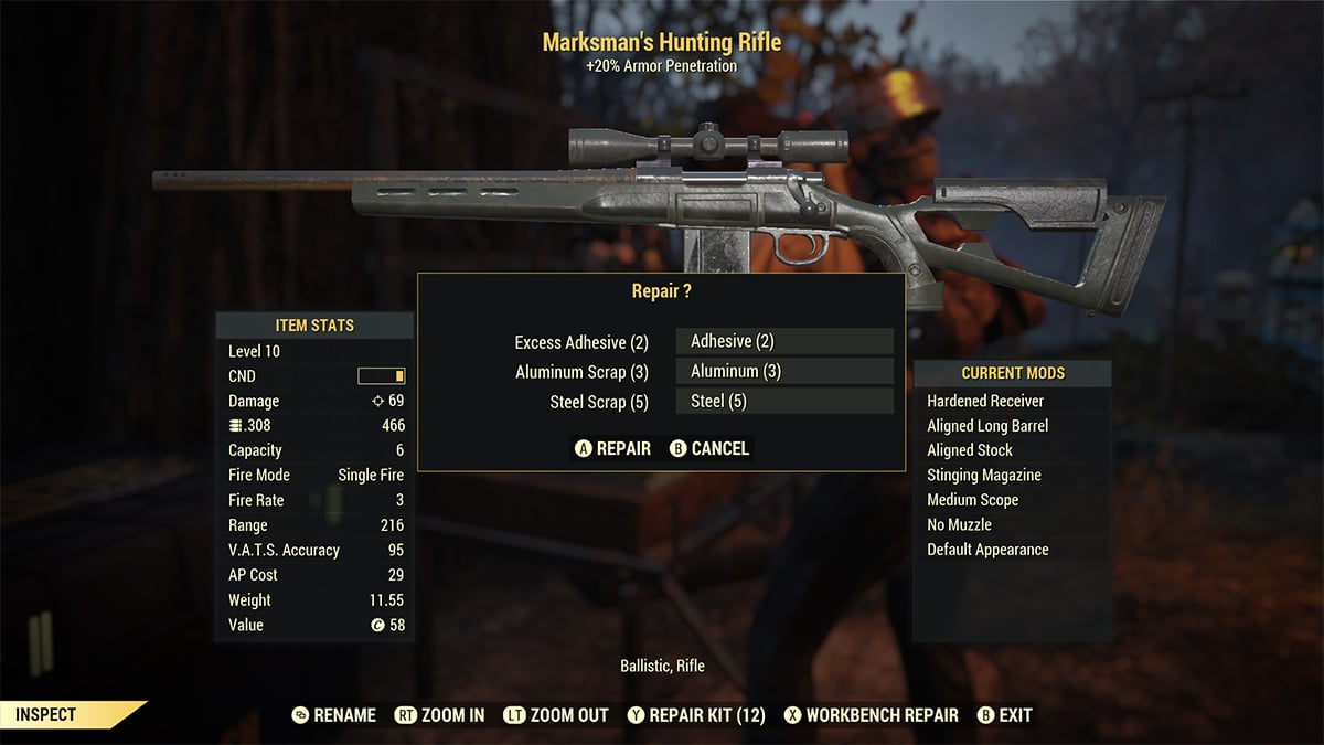 Fallout 76 repair weapon