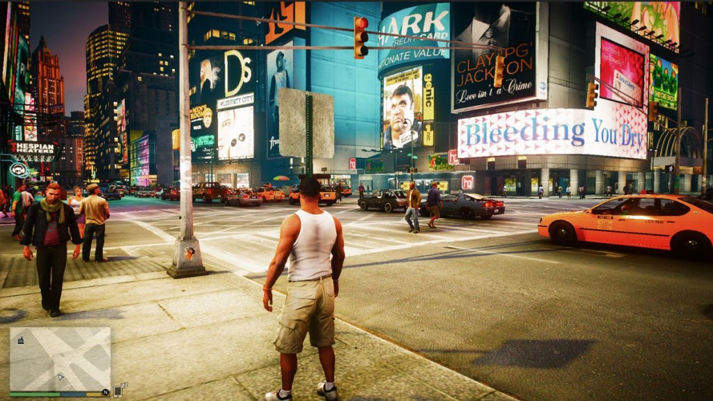 Gameplay screenshot from the Grand Theft Auto 5 Liberty City Preservation project.