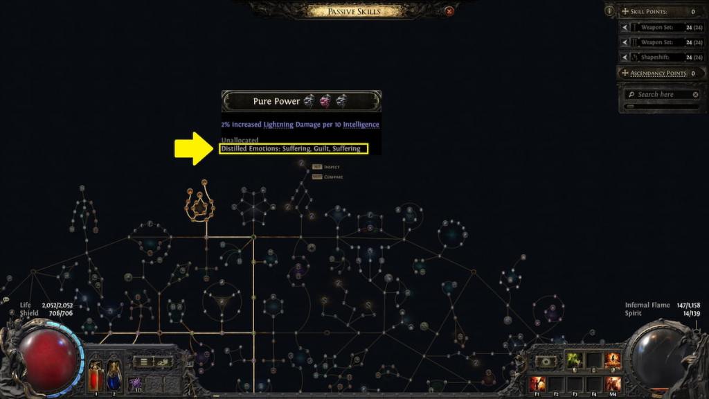 Distill Emotion requirements on Pure Power Notable in Path of Exile 2