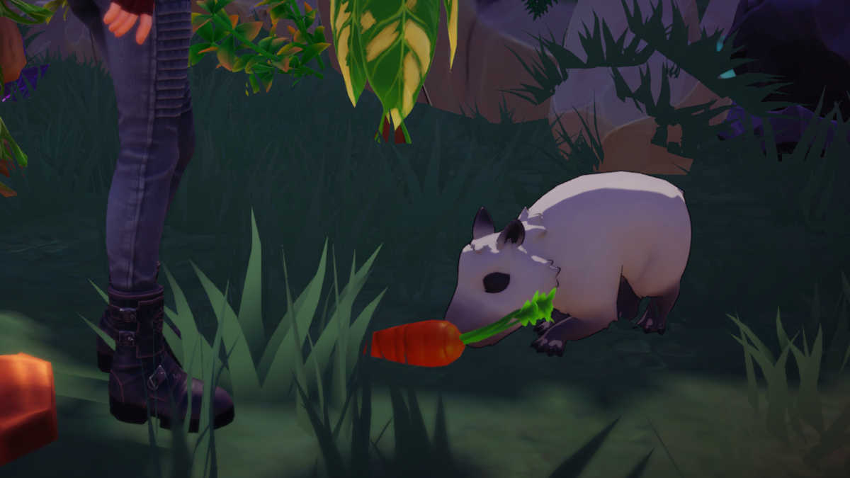 Capybara eating a carrot in Disney Dreamlight Valley