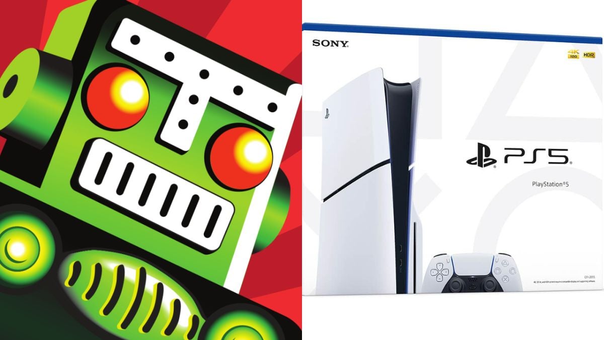 The Destructoid logo next to a PS5 Slim box