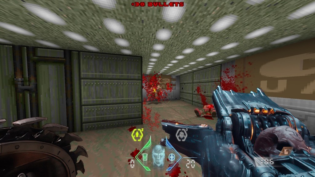 A screenshot from a Doom 2 level that shows Doom: The Dark Ages' weapons.