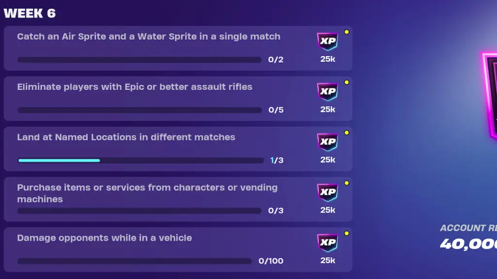 Fortnite Chapter 6 Season 1 week six quests