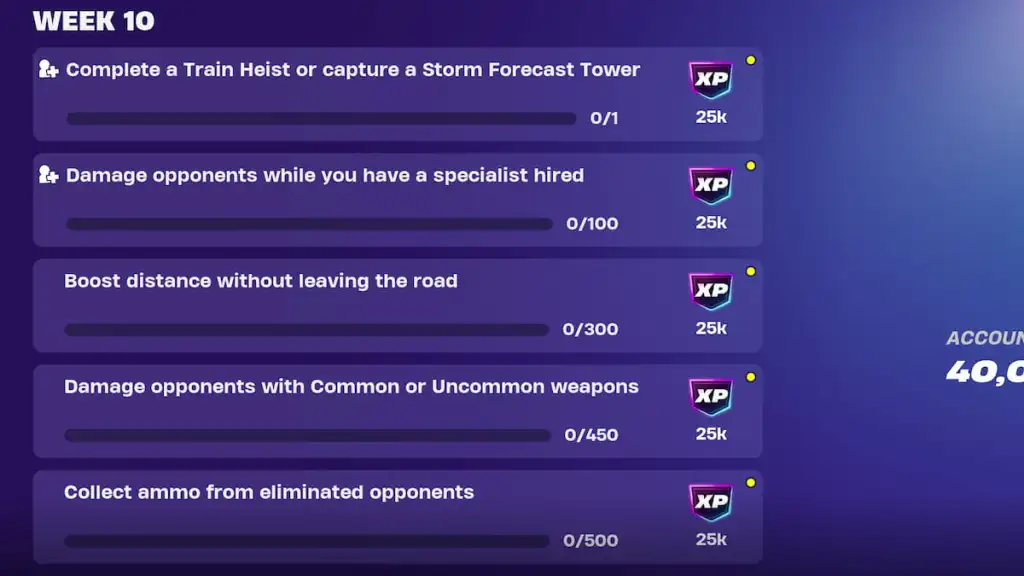 Fortnite Chapter 6, Season 1 week 10 weekly quests