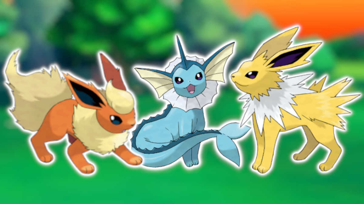 Flareon, Vaporeon, and Jolteon