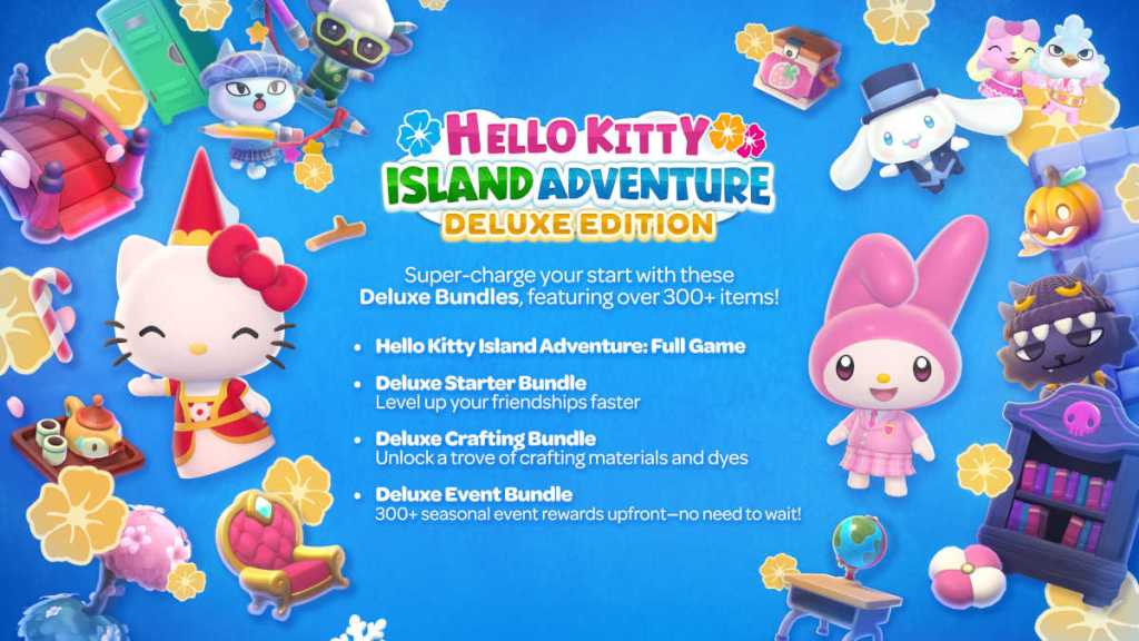 Deluxe version Hello Kitty Island Adventure contents, with strange wording