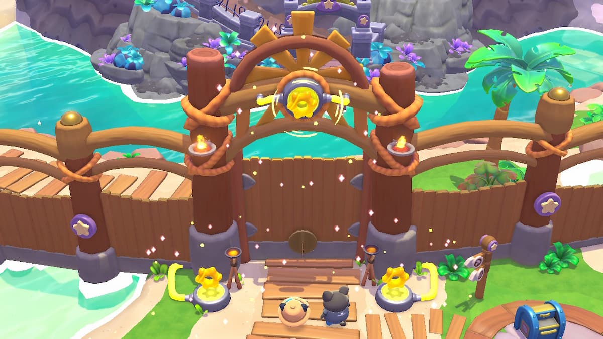 Powering up the gate in Hello Kitty Island Adventure