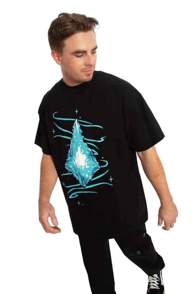 Oversized unisex Mothercrystal tee from the FFXIV x BlackMilk collab collection.