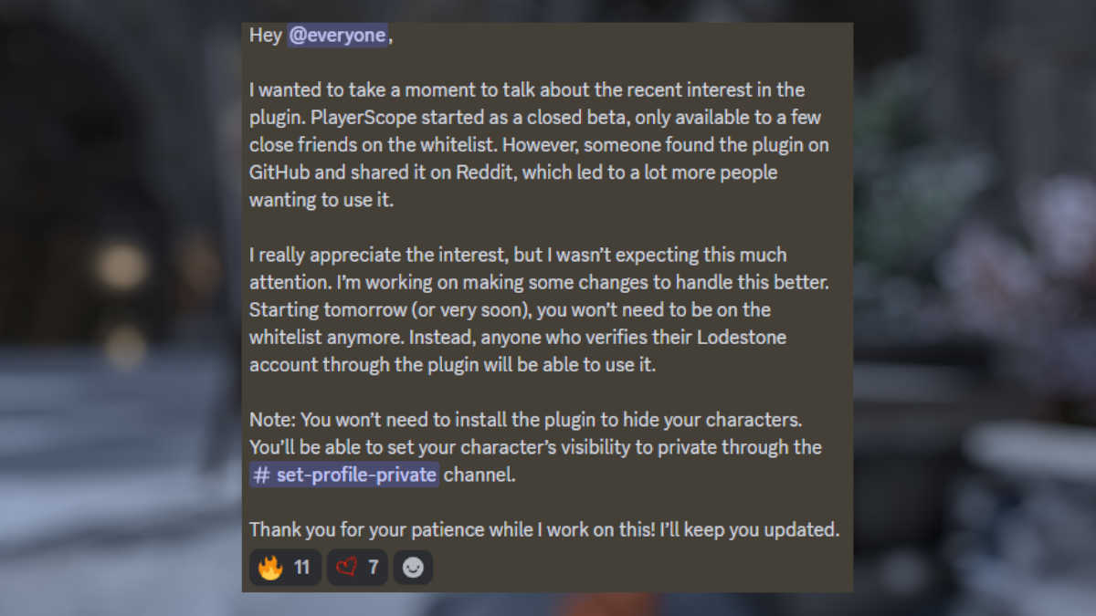 Statement from the developer of PlayerScope about changes to the "whitelist" system of the plugin